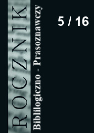 Zdjęcie okładki czasopisma pt. Rocznik Bibliograficzno - Prasoznawczy
