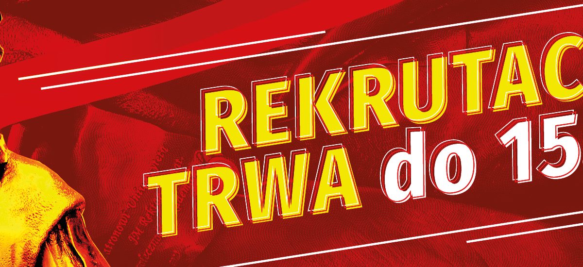 Baner promujący rekrutację, z lewej strony popiersie Jana Kochanowskiego